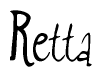 The image is of the word Retta stylized in a cursive script.
