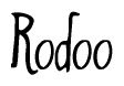 The image is a stylized text or script that reads 'Rodoo' in a cursive or calligraphic font.