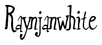 The image is of the word Raynjanwhite stylized in a cursive script.