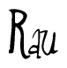The image is of the word Rau stylized in a cursive script.