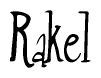 The image is of the word Rakel stylized in a cursive script.