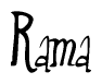 The image is a stylized text or script that reads 'Rama' in a cursive or calligraphic font.