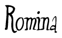The image is of the word Romina stylized in a cursive script.