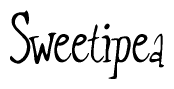 The image contains the word 'Sweetipea' written in a cursive, stylized font.