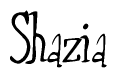 The image is of the word Shazia stylized in a cursive script.