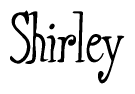 The image contains the word 'Shirley' written in a cursive, stylized font.
