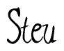 The image contains the word 'Steu' written in a cursive, stylized font.