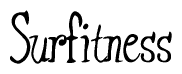 The image is of the word Surfitness stylized in a cursive script.