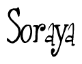 The image contains the word 'Soraya' written in a cursive, stylized font.