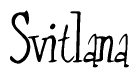 The image is of the word Svitlana stylized in a cursive script.
