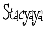 The image is of the word Stacyaya stylized in a cursive script.