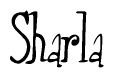 The image contains the word 'Sharla' written in a cursive, stylized font.