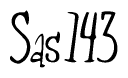 The image contains the word 'Sas143' written in a cursive, stylized font.
