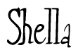 The image contains the word 'Shella' written in a cursive, stylized font.