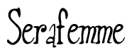 The image is of the word Serafemme stylized in a cursive script.