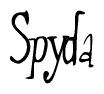 The image contains the word 'Spyda' written in a cursive, stylized font.