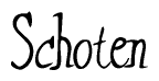 The image is a stylized text or script that reads 'Schoten' in a cursive or calligraphic font.