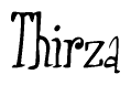 The image is of the word Thirza stylized in a cursive script.