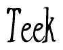 The image contains the word 'Teek' written in a cursive, stylized font.
