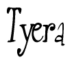 The image is of the word Tyera stylized in a cursive script.