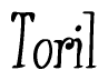 The image is a stylized text or script that reads 'Toril' in a cursive or calligraphic font.