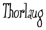 The image is a stylized text or script that reads 'Thorlaug' in a cursive or calligraphic font.