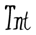 The image is of the word Tnt stylized in a cursive script.