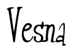 The image contains the word 'Vesna' written in a cursive, stylized font.