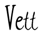 The image contains the word 'Vett' written in a cursive, stylized font.