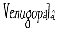 The image is of the word Venugopala stylized in a cursive script.