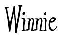 The image is a stylized text or script that reads 'Winnie' in a cursive or calligraphic font.