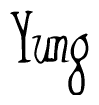 The image is of the word Yung stylized in a cursive script.