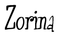 Cursive 'Zorina' Text