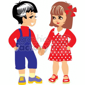 Two Little Kids Boy And Girl Holding Hands Clipart Graphics Factory