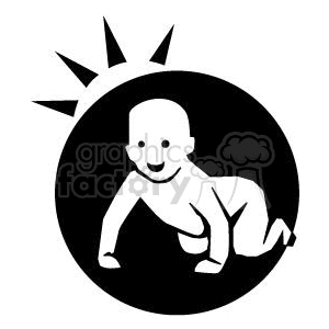 Black and White Baby Crawling and Smiling
