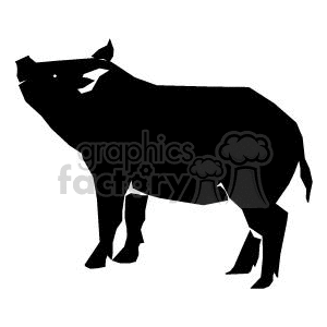 This clipart image features a silhouette of a pig. 