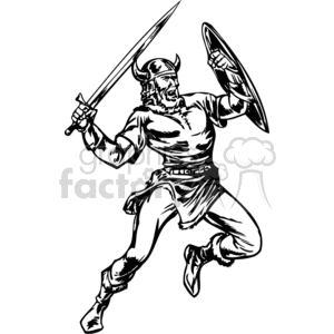 Dynamic Viking Warrior with Sword and Shield