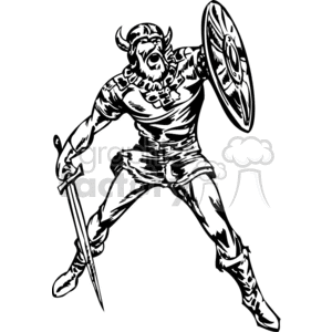 Viking Warrior with Shield and Sword