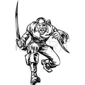 Black and white pirate holding a sword