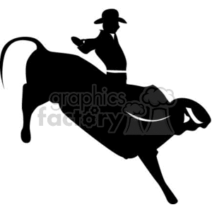 Cowboy Riding Bucking Bull Silhouette for Western Signage