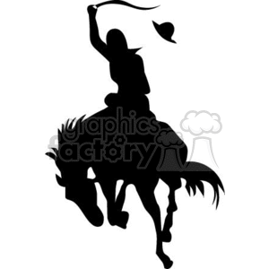 Cowboy on Bucking Bronco Silhouette