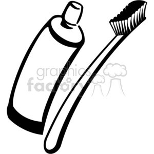 Tooth Brush Black And White Clipart / Freehand Drawn Black And White