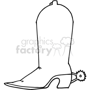 A black and white clipart image of a cowboy boot with a spur attached to the heel.