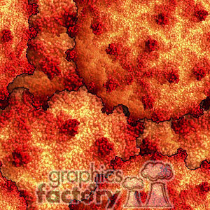 This clipart image depicts a microscopic view of virus cells, featuring a textured, vibrant, and abstract representation of viral particles with a red, orange, and yellow color scheme.
