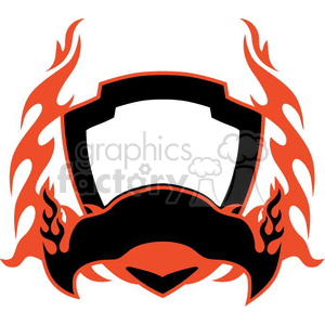 A stylized clipart image of a firefighter's helmet and mask surrounded by orange flames.