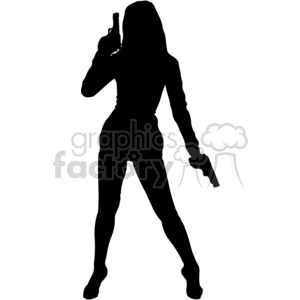 Woman sillhoutte holding two guns