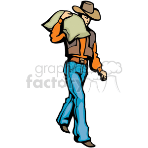 Western Cowboy with Bag