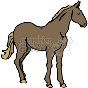 A clipart image of a brown horse.