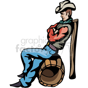 Western Cowboy Relaxing on a Barrel