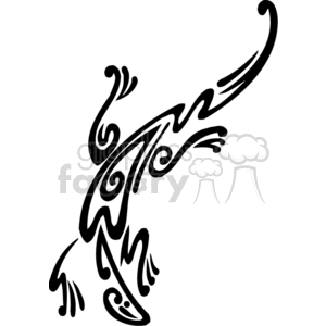 This clipart image features a stylized tribal design of a lizard. The design is monochromatic and suitable for vinyl cutting projects due to its clean, solid lines and lack of gradients or shading.